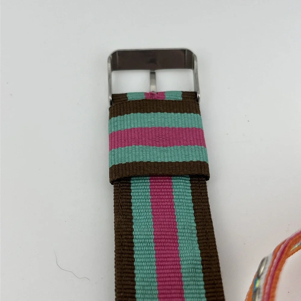 Swap Watch Women 32mm Silver Case 2 Interchangeable Canvas Bands-‎ New Battery
